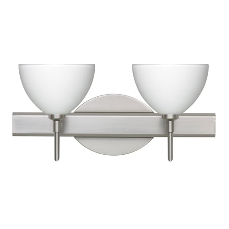Besa Lighting Brella Vanity, White, Satin Nickel Finish, 2x40W Halogen 2SW-467907-SN